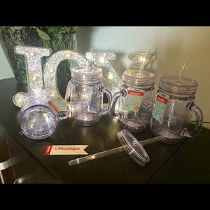 Plastic mason jar tumbler 20oz with lid/straw